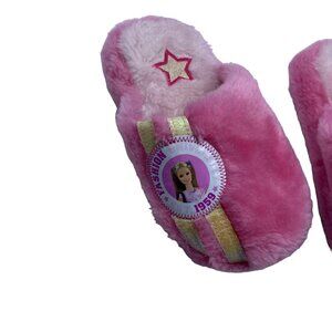 RARE Barbie Toddler Girl Pink‎ Fuzzy Soft Fashion University Slippers Sz 11-12